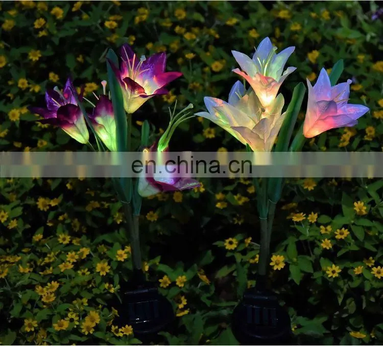 Solar Lights Outdoor - New Upgraded Solar Garden Lights, Multi-Color Changing Lily Solar Flower Lights for Patio,Yard Decoration