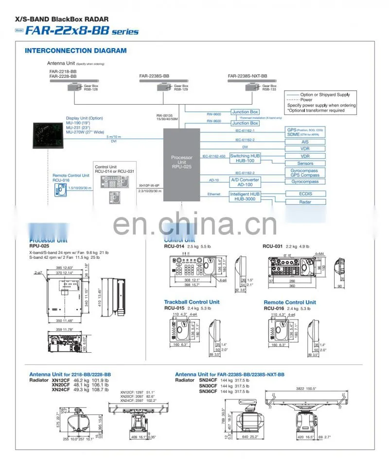 Marine electronics maritime navigation communication Furuno FAR-2228 BB 22X8 series X BAND 25KW X BAND ship boat marine radar
