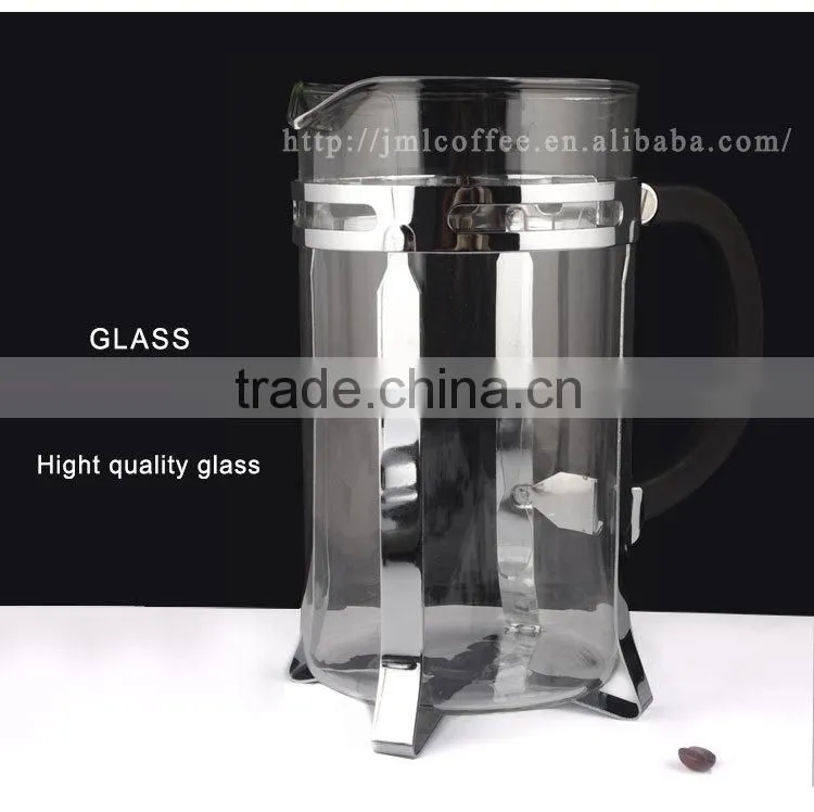 stainless steel coffee press, chrome plated coffee plunger, coffee pot 800ml