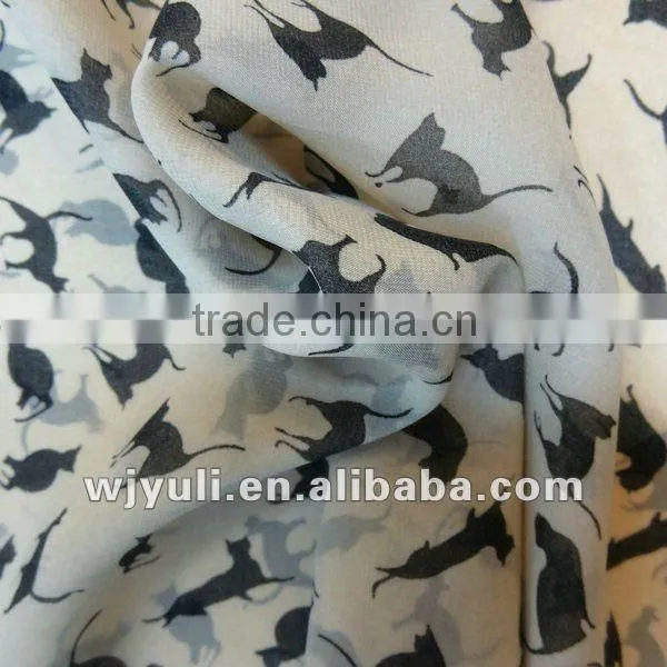 100% polyester printed chiffon for women dress