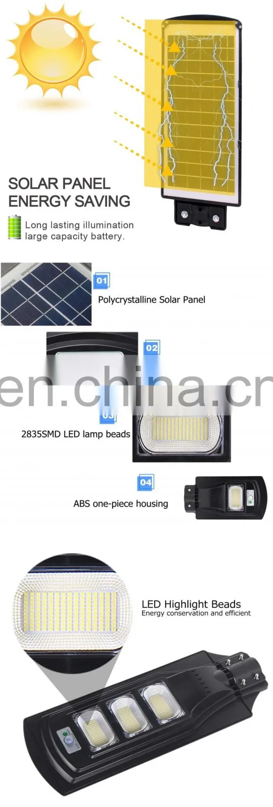 60W 90W 120W 200W 300W Integrated All In One Solar LED Street Light LED Yard Light