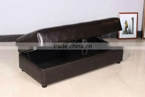 Brown Leather Sofa Stool & Ottoman With Storage