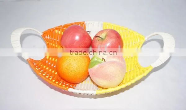 woven colorful plastic rattan fruit tray