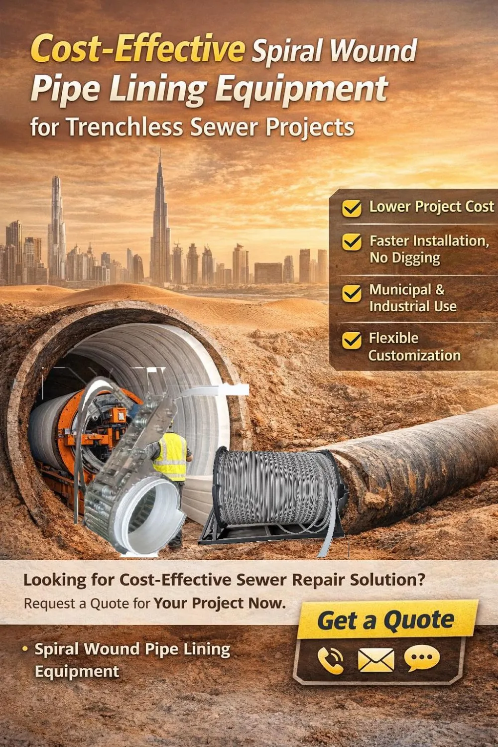 Cost-Effective Spiral Wound Pipe Lining Equipment for Trenchless Sewer Projects
