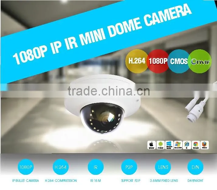 2MP IP Camera H.264 sony imx 322 cmos cctv camera HD IP Color IR Mini outdoor Dome Camera