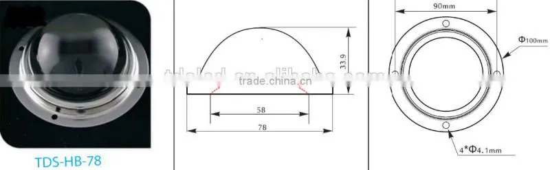 78mm 100W bay light led lens with 90 degree viewing angle