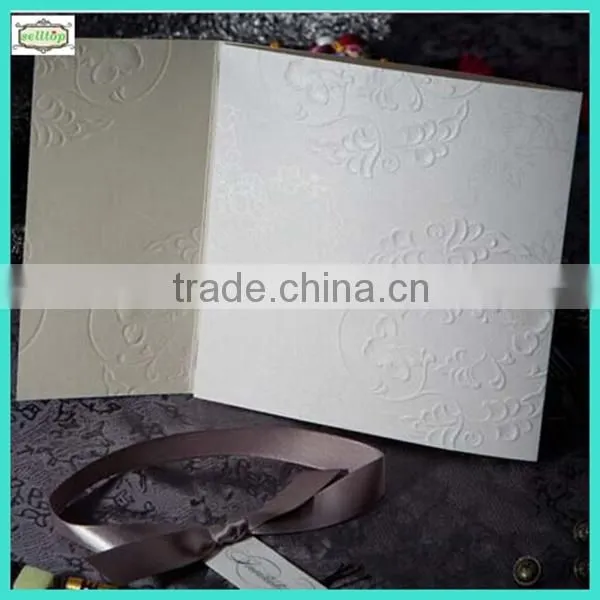 2014 white fancy blank wedding invitation paper