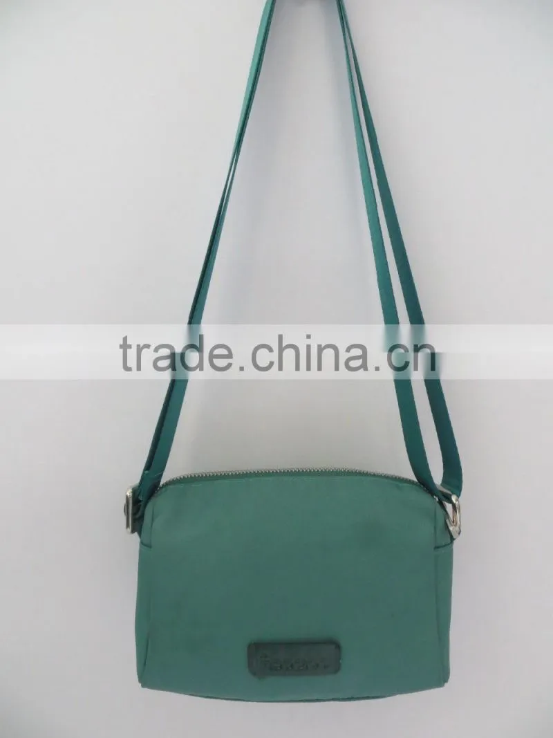 plain style waterproof nylon material green shoulder bags ladies 2016