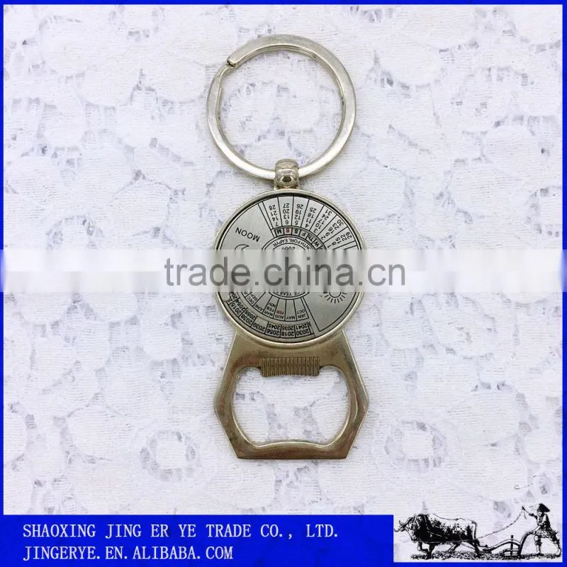 wholesale multi-purpose 3d perpetual calendar design metal bottle opener keychain