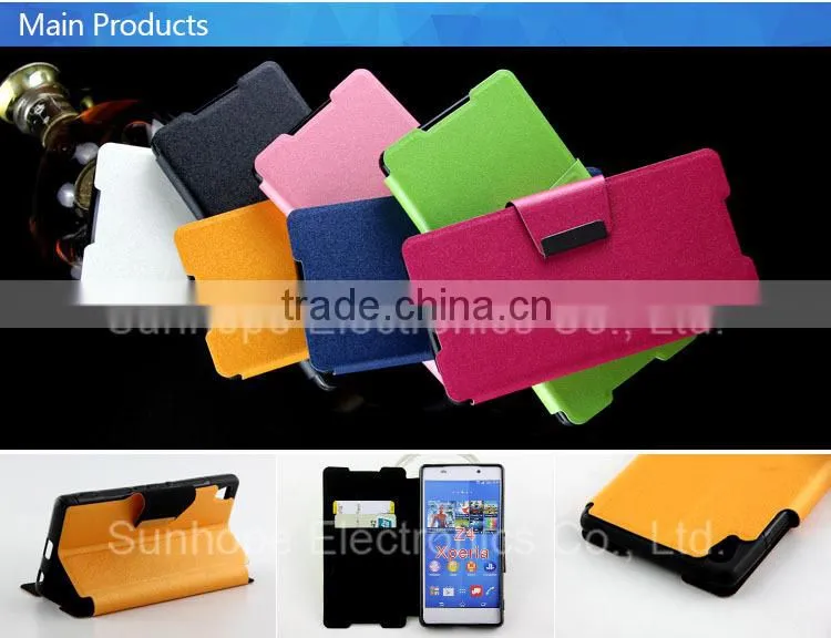pu leather wallet case flip cover for Xperia Z4 Z3+ plus E6553