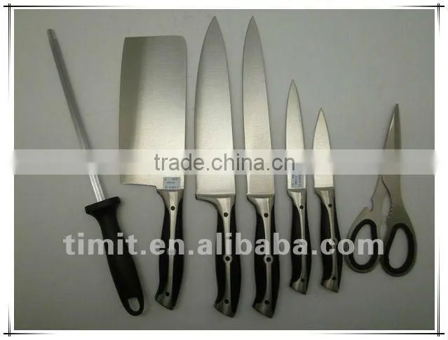 8pcs stainless steel solid handle good quality with block kitchen knife