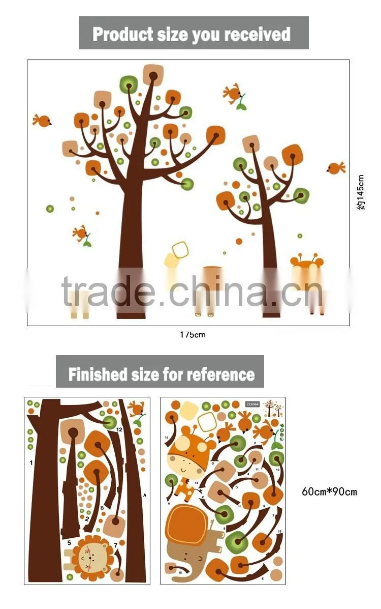 Removable Wall Stickers Animal Tree Large Sticker Home decor
