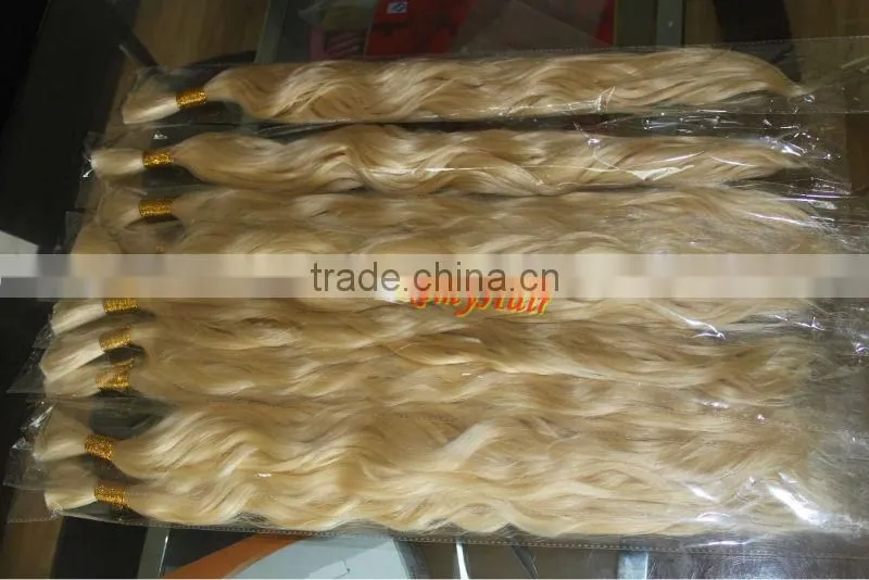 unprocessed grey virgin hair bleached in blonde color/natural wavy high quality