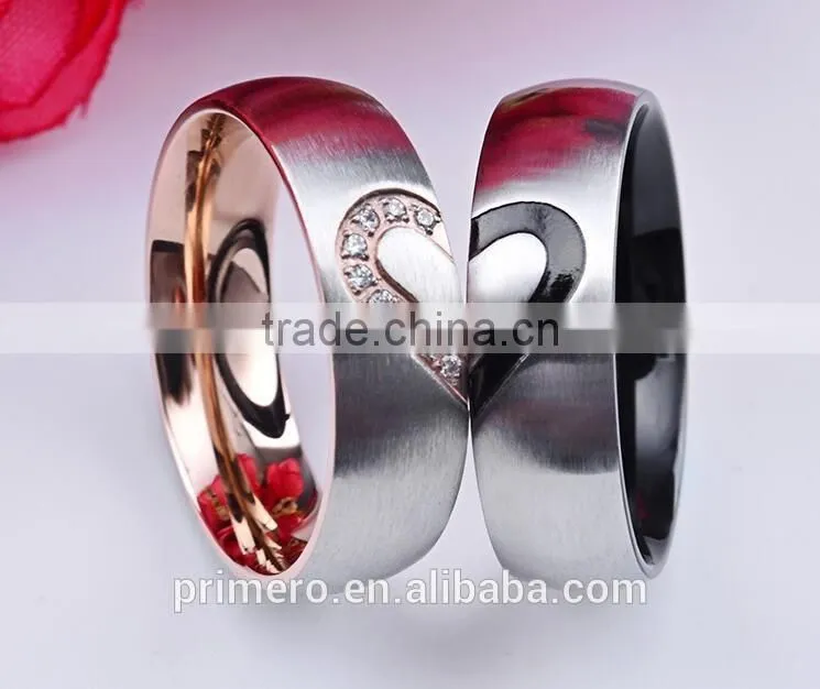2016 New Fashion Love Heart Couple Women Men Wedding Engagement CZ Diamond Ring Fine jewelry