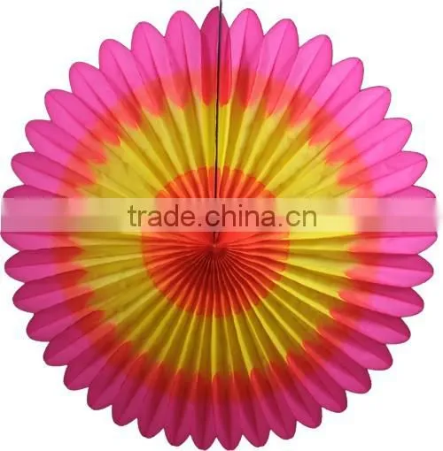 hot sale !orange yellow cerise deluxe paper fan for decorations