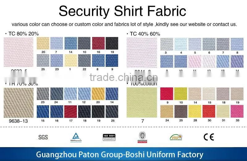 Men's security guard uniform,customerized guard staff uniform XXXXL