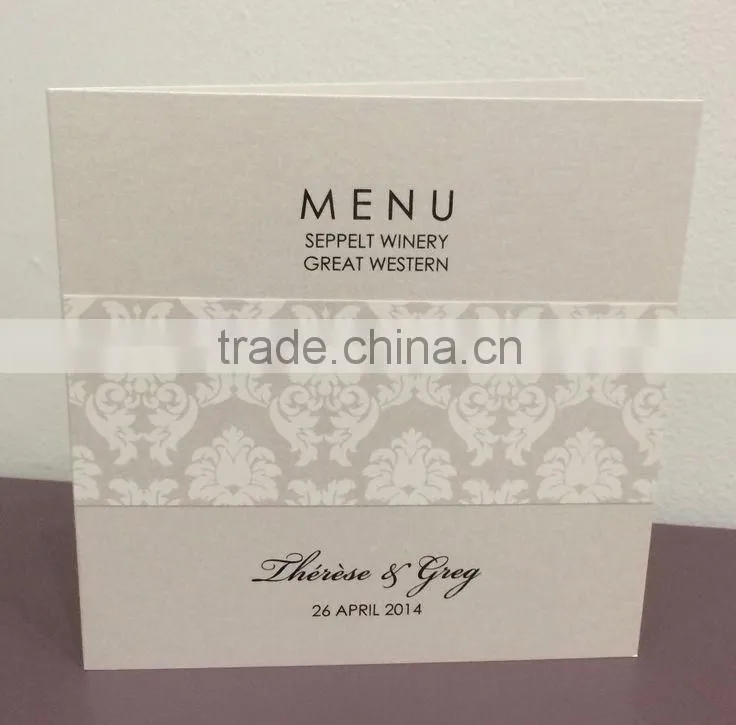 Handmade With Ribbon and Diamond Wedding MENU card