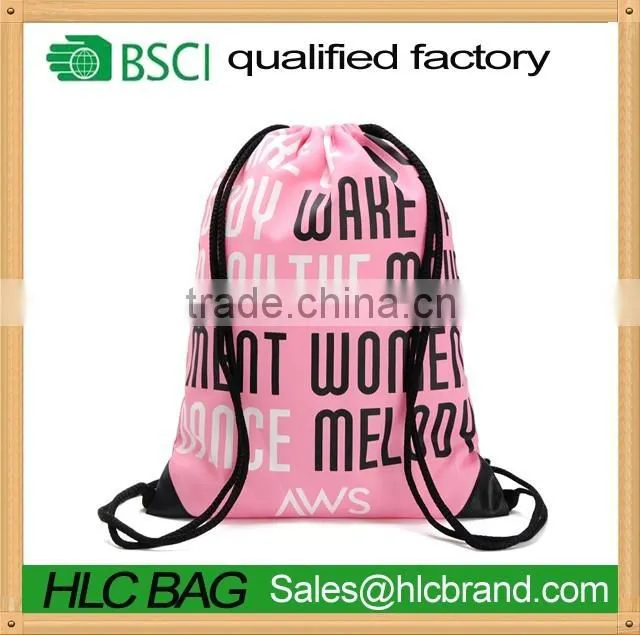 Customized Logo Branded Promotional Drawstring Bag with leather