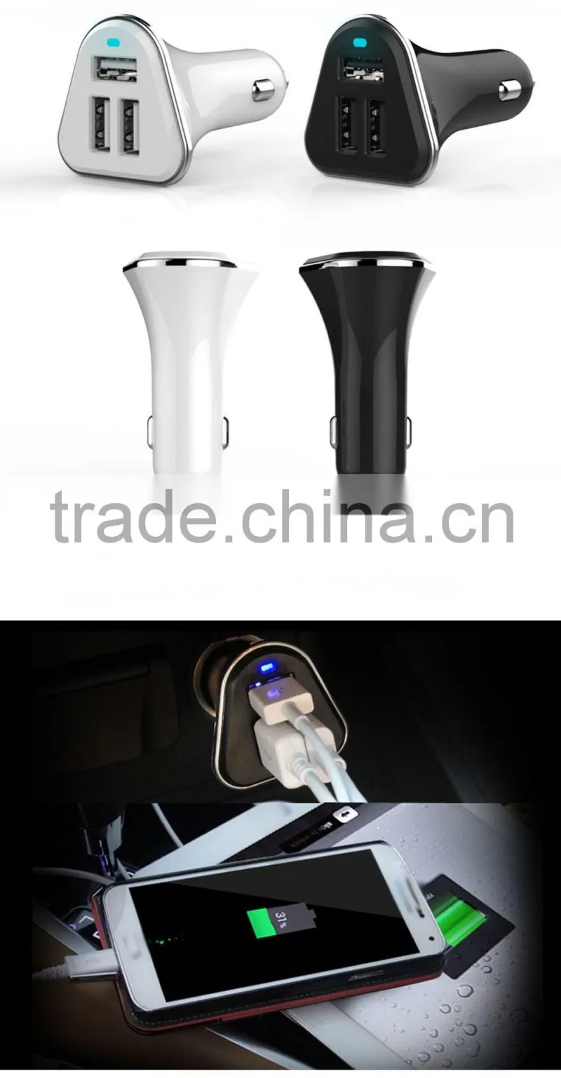 BSCI factory Hot sale mobile phone accessories triple 3 USB ports auto charger cellphone car charger