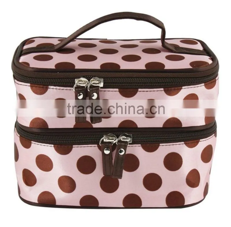 Black And White Dot Pattern Two Layers Makeup Case Bag