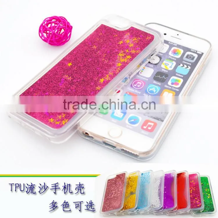 Mobile Phone Jelly TPU Case For Iphone 6 4.7",For Iphone 6 Case TPU Quicksand Liquid Glitter Case
