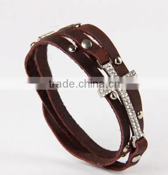 Custom handmade genuine leather cuff bracelets for men