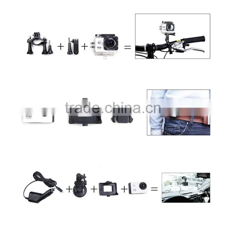 New Arrival Private Housing Full HD1080P 2.0inch Display Screen Underwater 30M Wifi Helmet Sport Camera