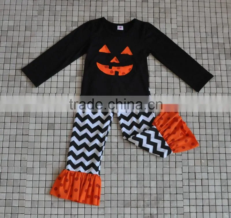 CHEVRON RUFFLED WESTERN KIDS TURKEY THANKSGIVING OUTFITS