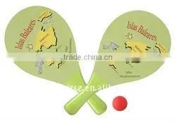 Hot Sale Mini Cheap Portable Wooden School Kids Tennis Game Cartoon Beach Racket Set with Ball for promotion