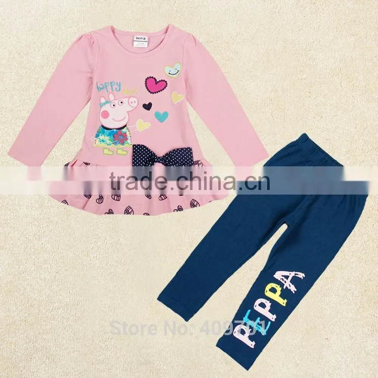 (H3589) purple 12M - 5Y Nova guang zhou factory wholesale girls dress sets baby toddler clothing