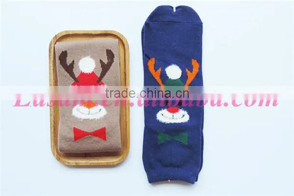 Christmas designs pure cotton stylish warm christmas socks for girl