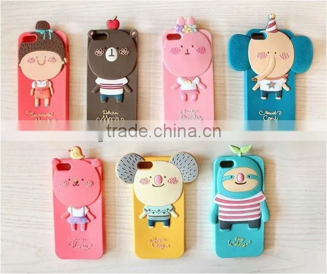 Cute 3D Cartoon elephant Silicone Cell Phone Protection Cases Cover For I Phone 4 5