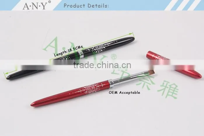 ANY Professional Nail Artist Using Nail Art Beauty Design Metal Handle UV Gel Flat Nail Brush Nylon Hair