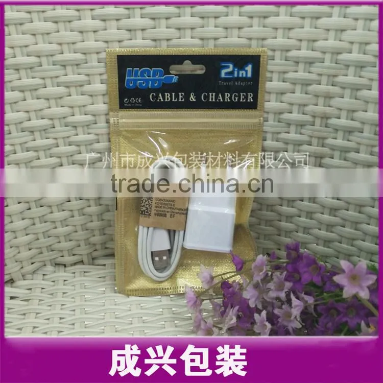 2 IN 1 USB cable & charger packaging plastic bags/zipper bag sleeve poly bag