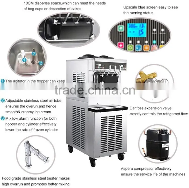 Pasmo2+1 twist flavors low cost high performance home use/commercial ice cream maker