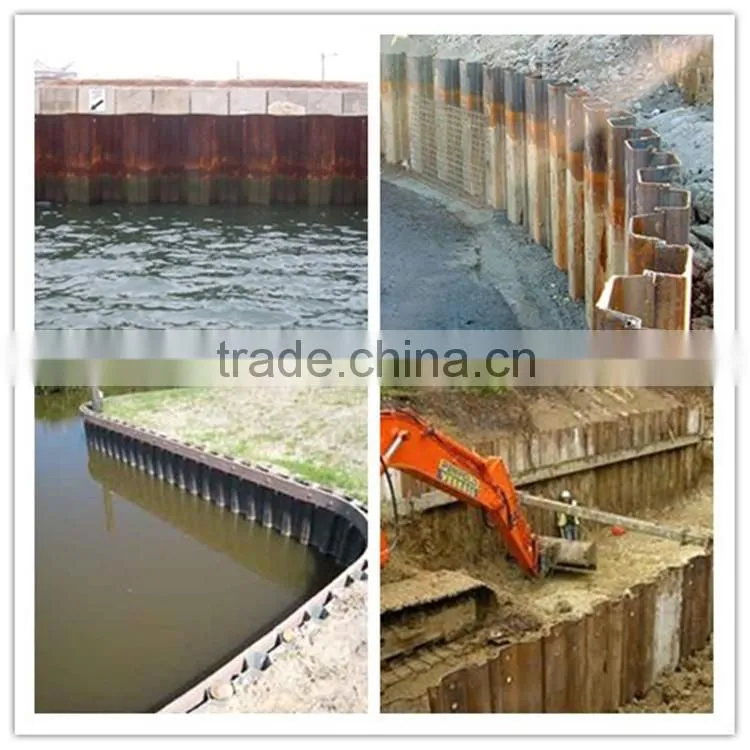 Hot Sale High Qulity 8mm thick different types of U type Z type used steel sheet pile Q295bz