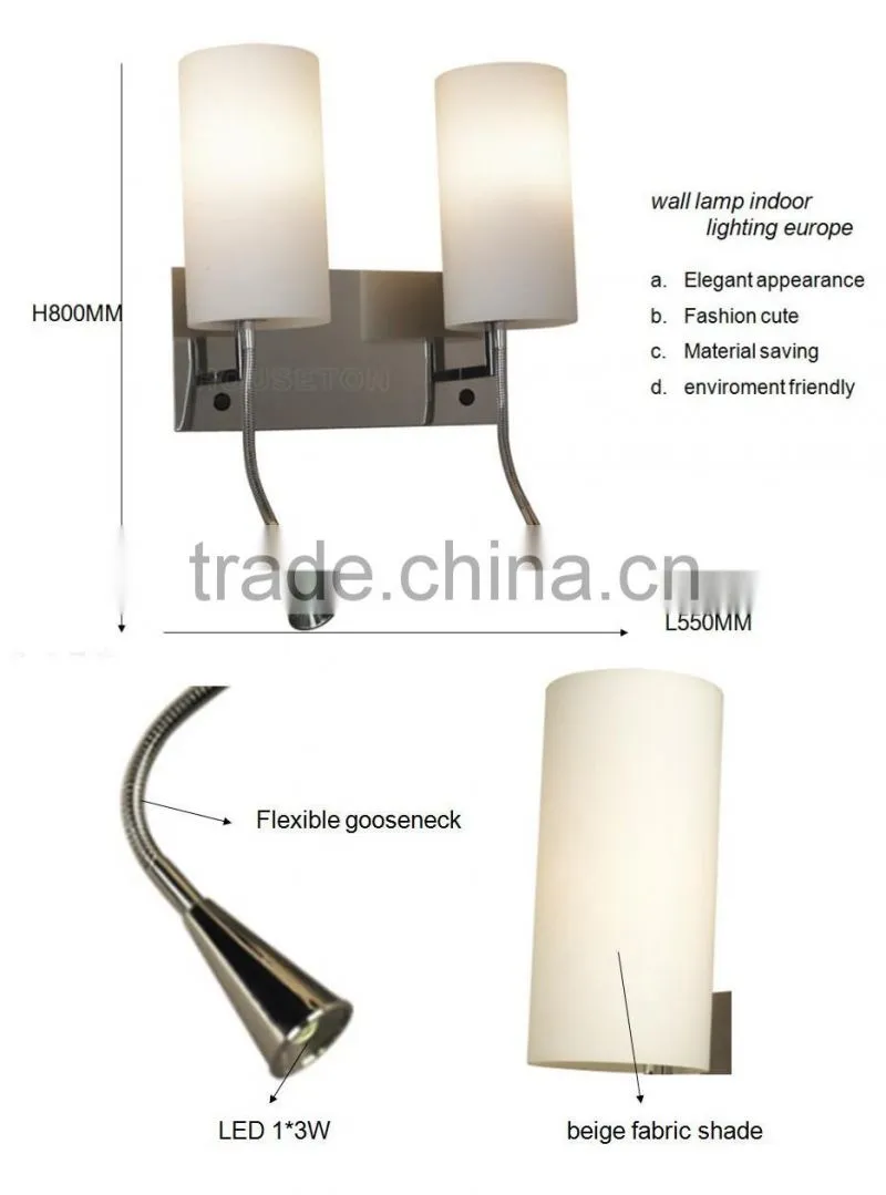 Hotel decorative double led bedside wall lamp,double led bedside wall lamp,bedside wall lamp WL1035