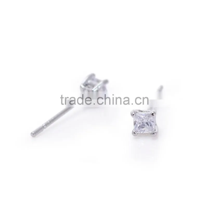 Wholesale Clear Cubic Zirconia Square Design Stud Earrings