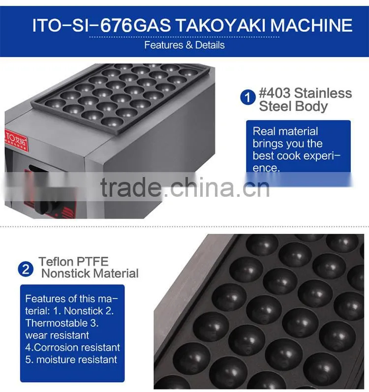SI-676 Cooking Equipment Type gas Takoyaki Machine /Plate Takoyaki Machine