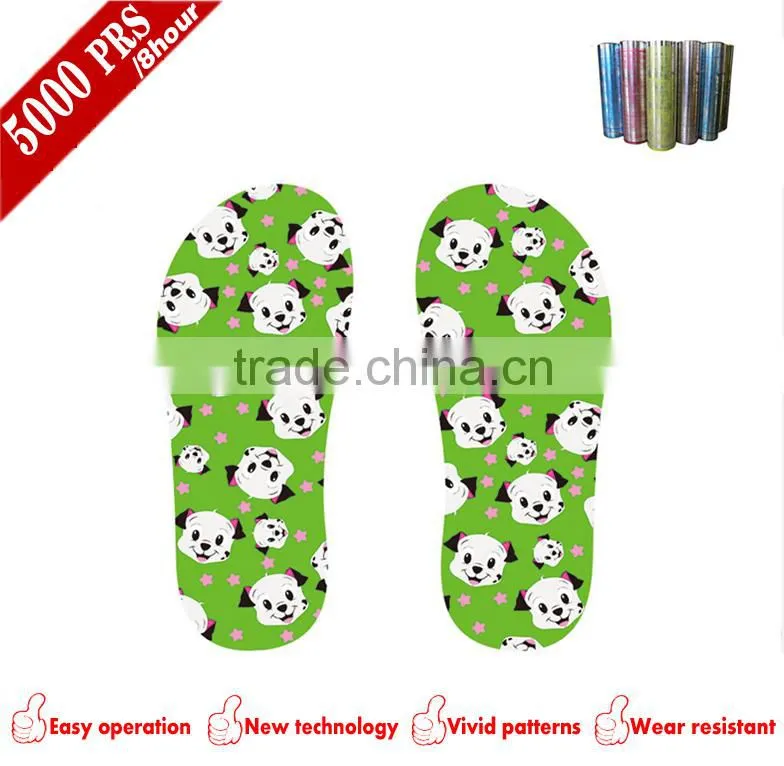 Happy dog design slipper transferred film