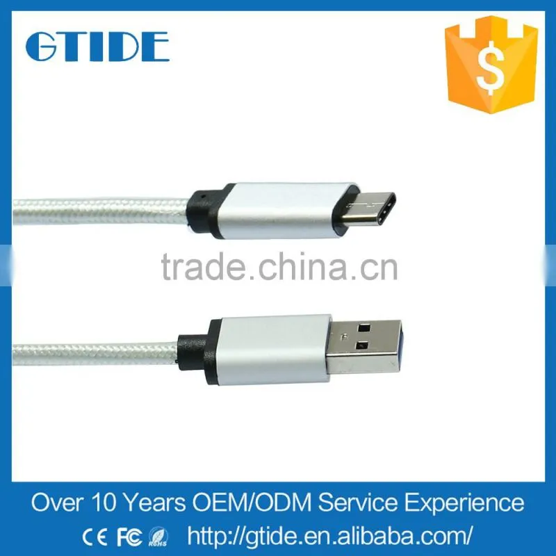 High Quality USB Type C Nylon Braided Connector Data Cable,USB 3.1 Type-c charging cable for xiaomi 5/Macbook