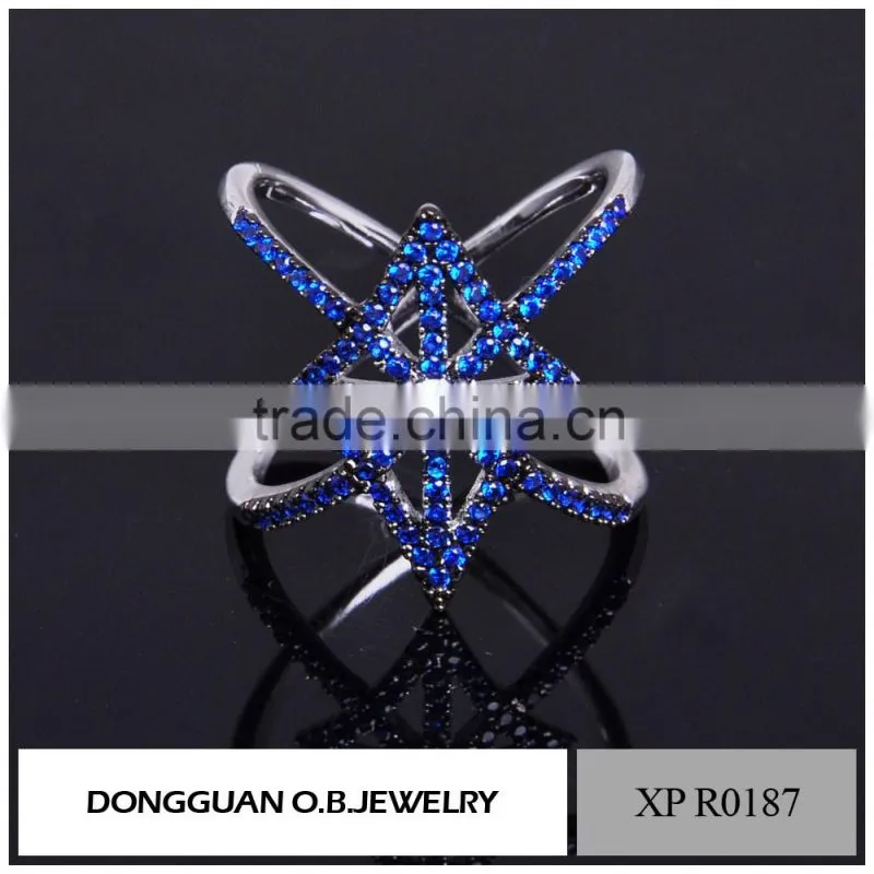 Fashion ring finger rings with red diamond for wedding ring / double rings
