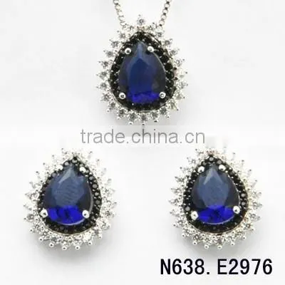 Newest White Gold Plating 2016 Christmas Jewellery Women Necklace Gemstone Jewelry Set