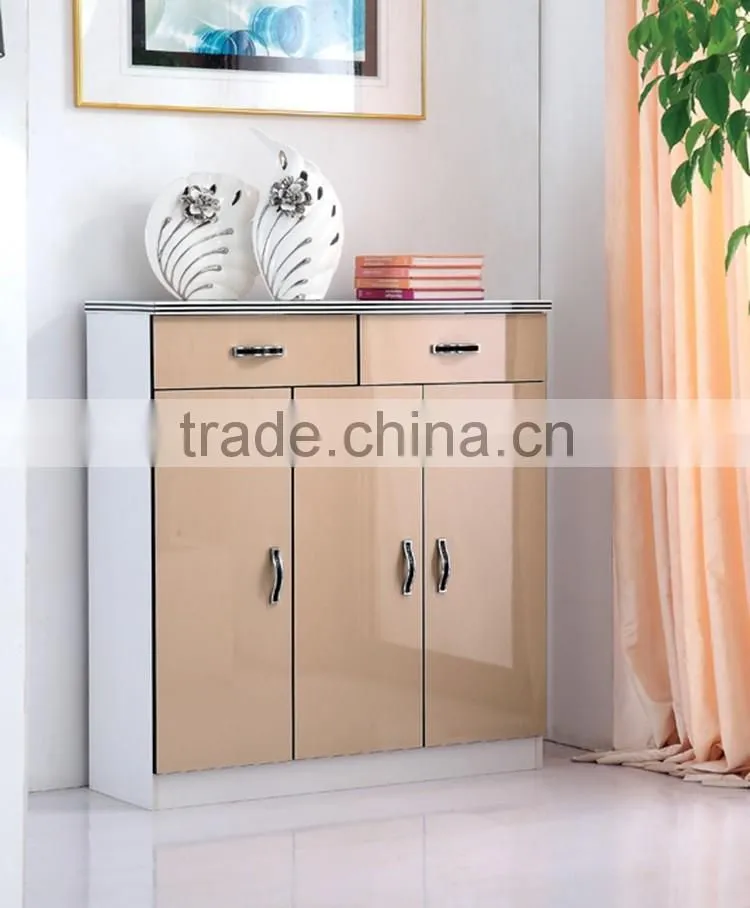 modern wooden high gloss shoe cabinet with door design in black and white color