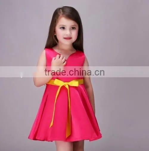 2016 Europe market sleeveless kids clothes girls dresses summer stylish kids beautiful model dresses