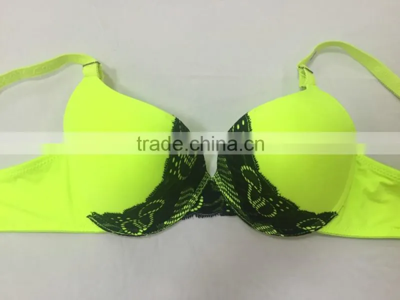 Factory Direct Sales Fashion Neon Color Push UP Molded Plunge Ladies Bra