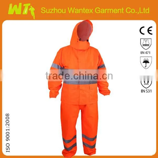 new design hot high vis 100% polyester Safety Rainsuits rain coats