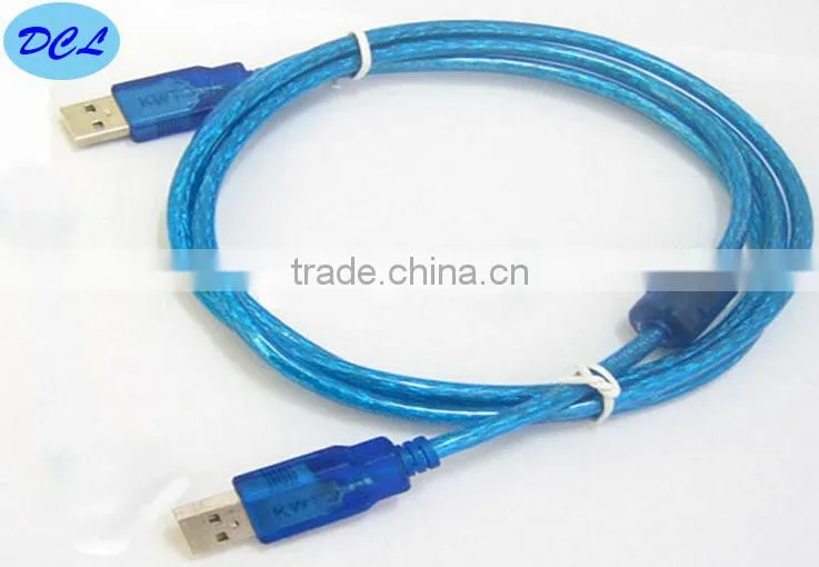 Transparent blue USB2.0 cable Male to Male 2m
