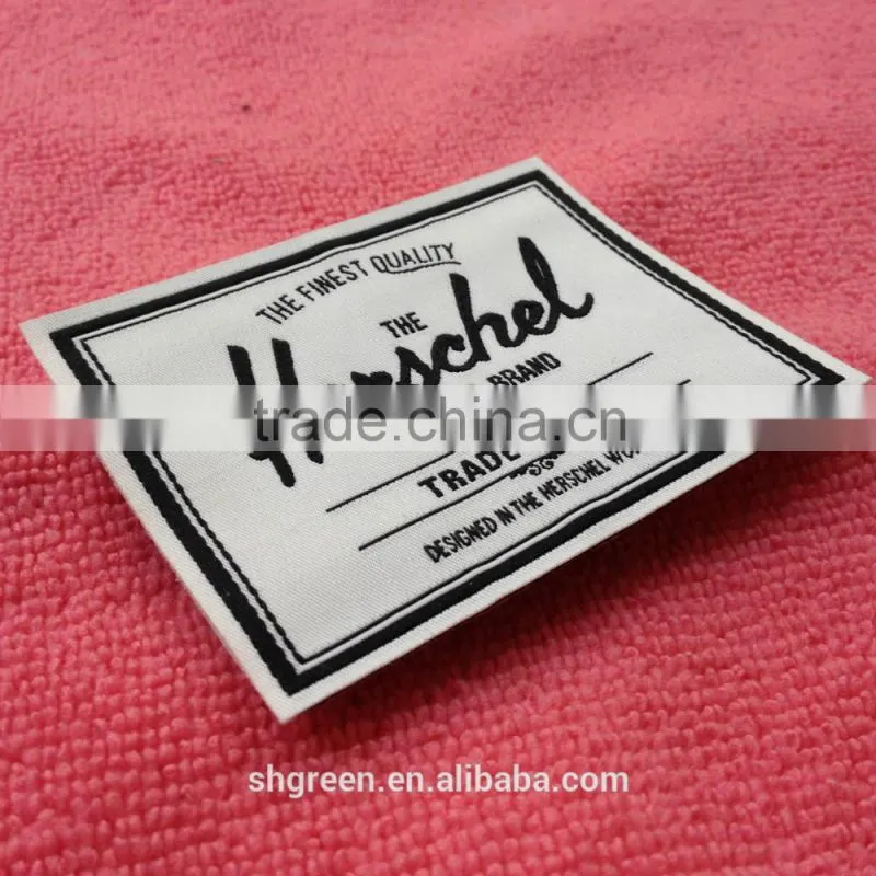 OEM soft taffeta woven label,sewn on garment label