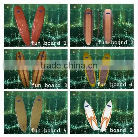 Bamboo veneer fiber glass surfboard